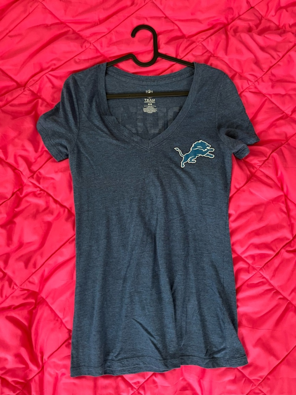 NFL Team Apparel Heathered Navy Crew Tee with Pink Accent